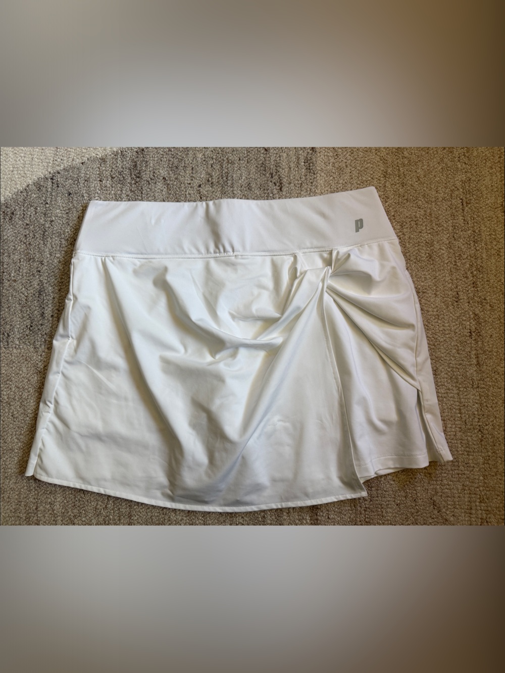 Prince White Athletic Tennis Skirt with Logo Waistband